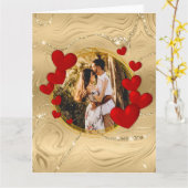 Carte Saint-Valentin élégante, Amour, Cœurs rouges d'ann (Fleur jaune)