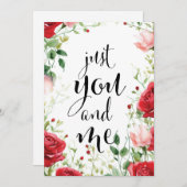 Carte Saint-Valentin Élégante "Just You and Me" (Devant / Derrière)