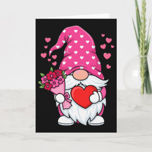 Carte Saint-Valentin Gnome Mignon Tenant un Cœur Fleur R