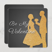 Carte Saint-Valentin Golden Silhouette Design (Devant / Derrière)