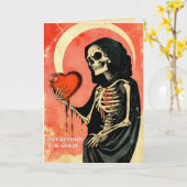Carte Saint-Valentin gothique sinistre Faucheuse avec cœ (Fleur jaune)