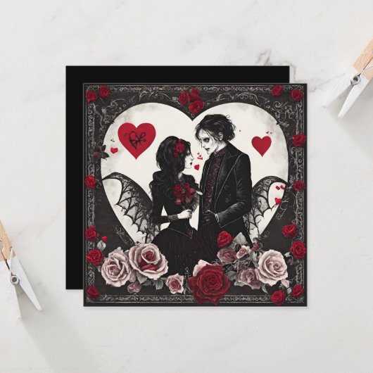 Carte Saint valentin gothiques (Devant/Arrière en situation)