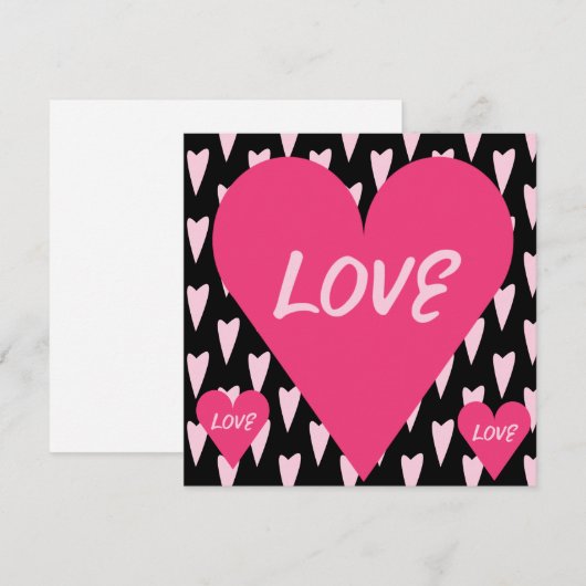 Carte Saint-Valentin Gros Cœurs Amour Rose (Devant / Derrière)