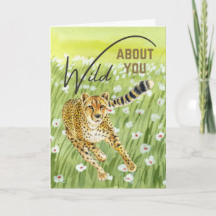 Carte Saint Valentin Guépard Champ d'Herbe Fou de Toi
