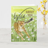 Carte Saint Valentin Herbe Champ Guépard Fou De Toi (Fleur jaune)