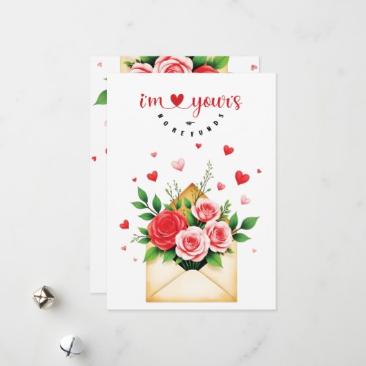 Carte Saint-Valentin - "I'm yours, no refunds" (Devant/Arrière en situation)