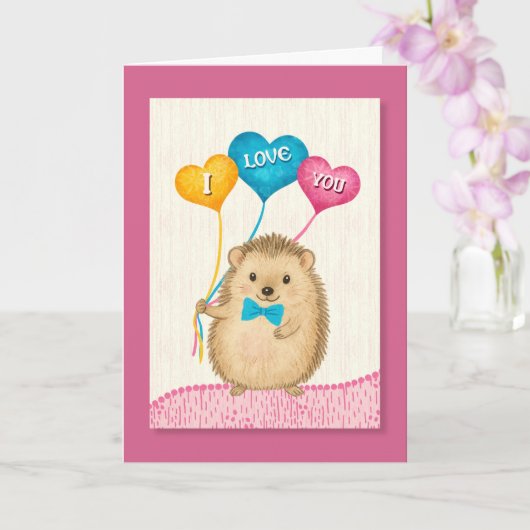 Carte Saint-Valentin Je T'Aime Hérisson Mignon (Orchidée)
