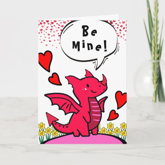 Carte Saint-Valentin Joli Dragon Rouge Be Mine (Devant)