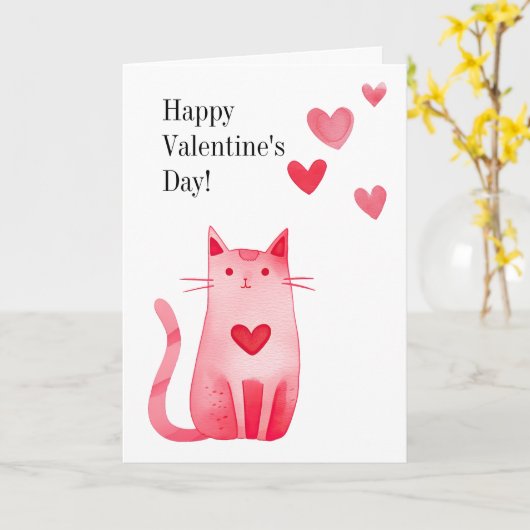 Carte Saint Valentin Kitty Cat (Fleur jaune)