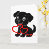 Carte Saint-Valentin Labrador Retriever (Fleur jaune)