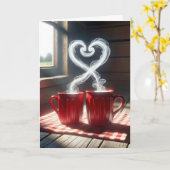 Carte Saint Valentin, les grenouilles rouges (Fleur jaune)