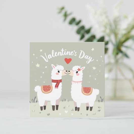 Carte Saint Valentin Lovable Llamas Valentines (Debout devant)