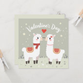 Carte Saint Valentin Lovable Llamas Valentines (Devant/Arrière en situation)