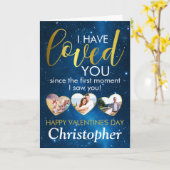 Carte Saint-Valentin Loved Photo Collage Heart Custom (Fleur jaune)