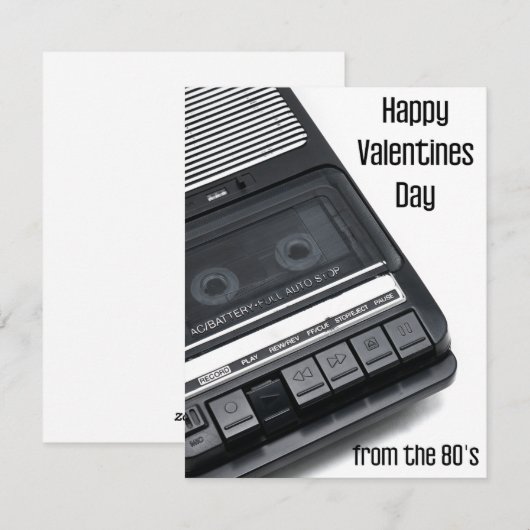 Carte Saint Valentin, magnétophone 80's (Devant / Derrière)