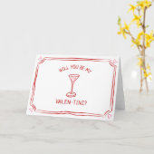 Carte Saint Valentin Martini Whimsical Rouge et rose (Fleur jaune)