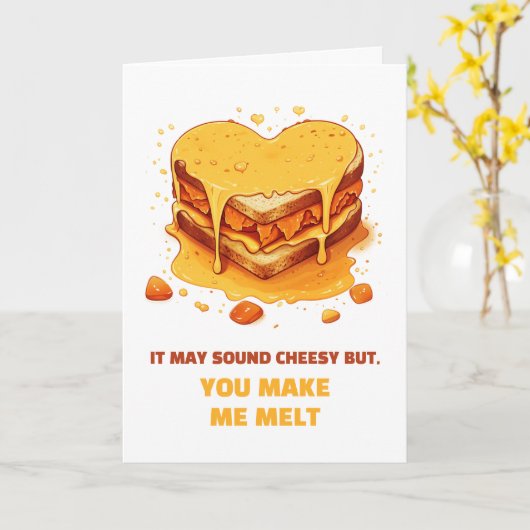 Carte Saint-Valentin mignon et fromagé  (Fleur jaune)