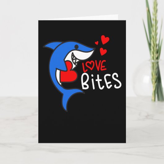 Carte Saint-Valentin Mignon Requin Amour Morsures Drôle  (Devant)