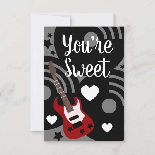 Carte Saint-Valentin Moderne Guitare Musicale Cœurs (Devant)
