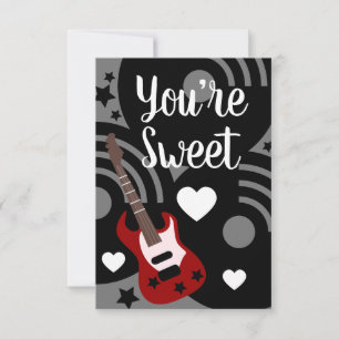 Carte Saint-Valentin Moderne Guitare Rock Coeurs Musicau