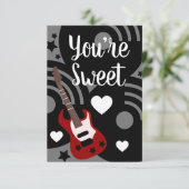 Carte Saint-Valentin Moderne Guitare Rock Cœurs Musicaux (Debout devant)