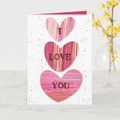 Carte Saint Valentin Moderne J'aime Coeurs Roses  (Fleur jaune)