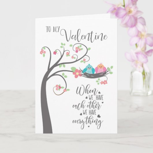 Carte Saint Valentin Nid d'Oiseaux Quand Nous Nous Avons (Orchidée)