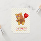 Carte Saint Valentin Ours Funny Kids School (Devant/Arrière en situation)