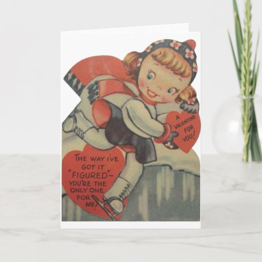 Carte Saint Valentin Patinage artistique vintage (Devant)