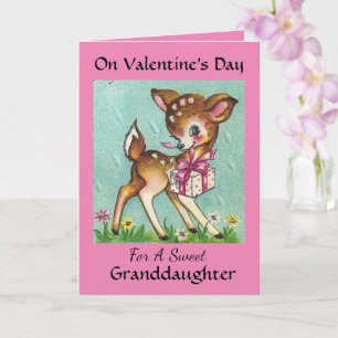 Carte Saint-Valentin, petite-fille Vintage de Cerf