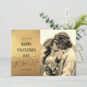 Carte Saint-Valentin photo de couple en faux papie (Debout devant)