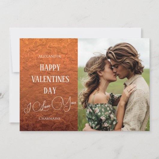 Carte Saint-Valentin photo de couple en métal cuiv (Devant)