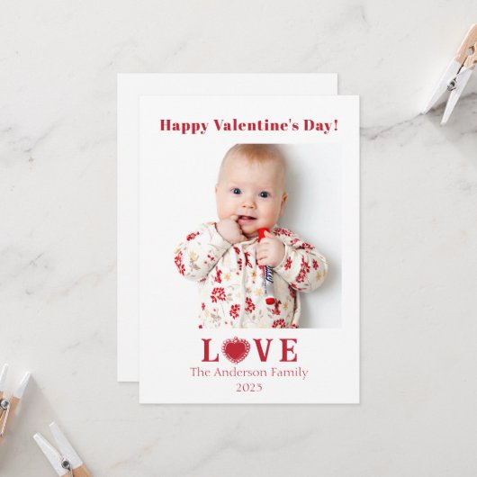 Carte Saint Valentin Photo Heart Love (Devant/Arrière en situation)