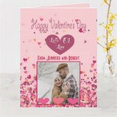 Carte Saint-Valentin Photo personnalisée Coeurs roses (Fleur jaune)