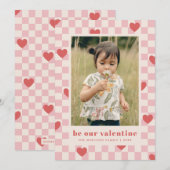 Carte Saint-Valentin Pink Red Checkerboard Hearts (Devant / Derrière)