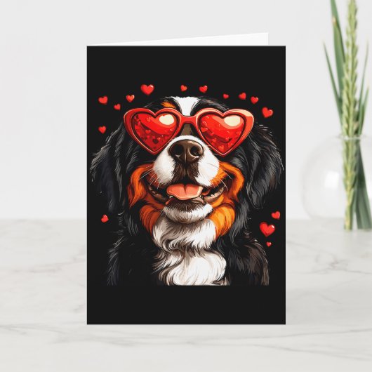 Carte Saint-Valentin pour amoureux du chien bernois mign (Devant)