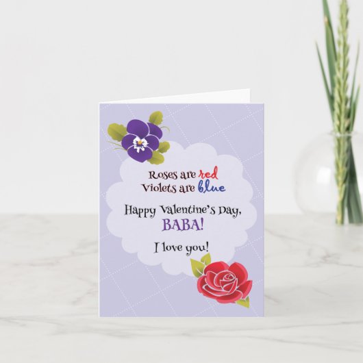 Carte Saint Valentin pour Baba (Devant)