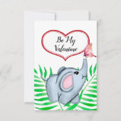 Carte Saint-Valentin pour bébé éléphant et papillo (Devant)