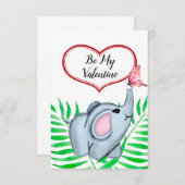 Carte Saint-Valentin pour bébé éléphant et papillo (Devant / Derrière)