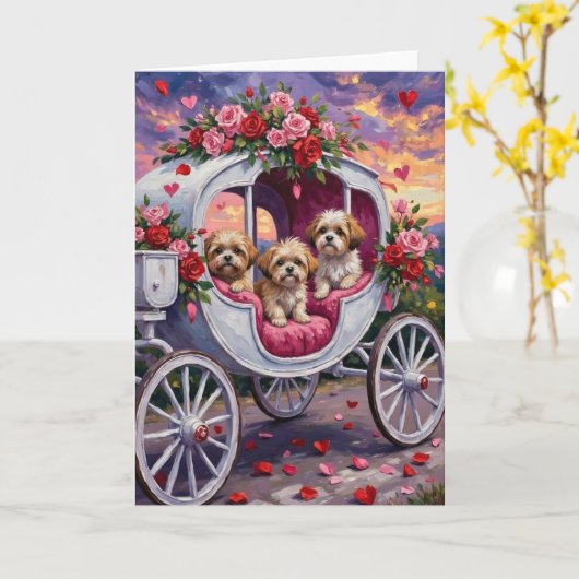 Carte Saint-Valentin pour chien Shih Tzu (Fleur jaune)