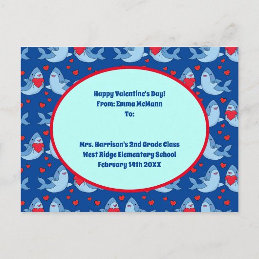 Carte Saint Valentin pour enfants de la classe Sha (Dos)