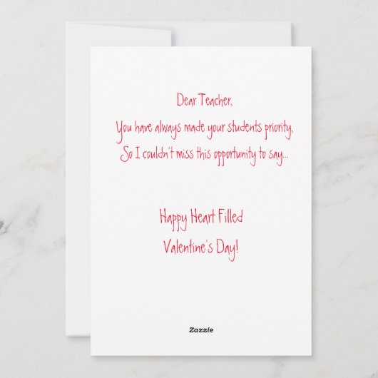 Carte Saint-Valentin pour enseignant (Dos)