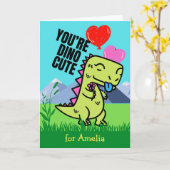 Carte Saint Valentin pour Godgirl Cute Dinosaur (Fleur jaune)