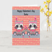 Carte Saint Valentin pour jumeaux avec Raccoons (Fleur jaune)