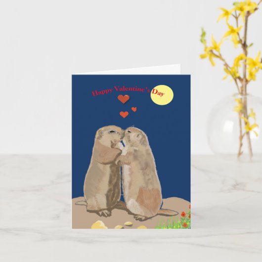 Carte Saint-Valentin pour les chiens de prairie (Fleur jaune)