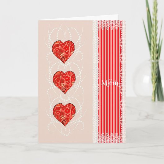 Carte Saint Valentin pour Maman Coeurs & Dentelle  (Devant)