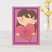Carte Saint Valentin pour petit ami de Young Girl (Fleur jaune)