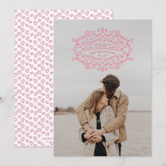 Carte Saint-Valentin - Rose (Devant / Derrière)