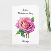 Carte Saint-Valentin | Rose aquarelle (Devant)