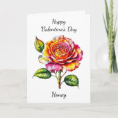 Carte Saint-Valentin | Rose aquarelle (Devant)